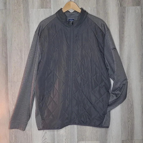🛍Callaway Weather Series Grey‎ Quilted Front Full Zip Golf Jacket Mens XXL - Picture 1 of 8
